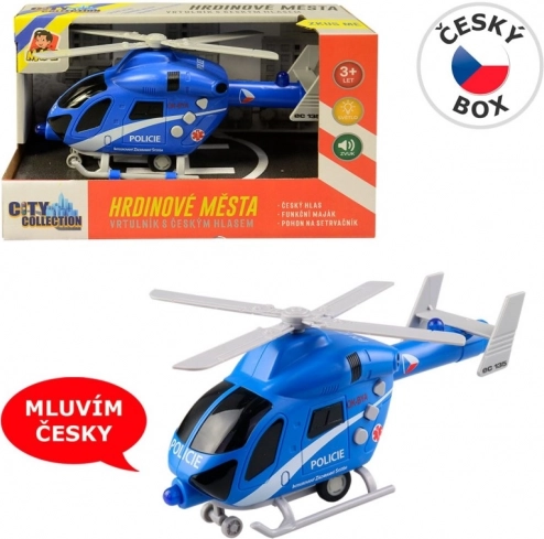 Politiets helikopter med friktion, lys og lyd 20 cm