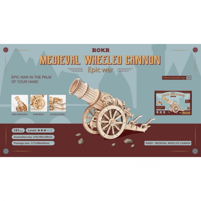 Wooden Medieval Siege Cannon 3D Puzzle