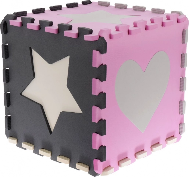 Foam Puzzle Gray-Pink Hearts and Stars