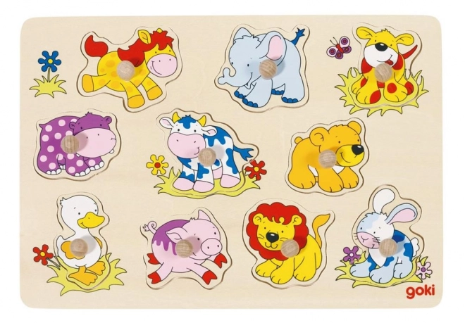 Wooden Puzzle with Handles Little Animals