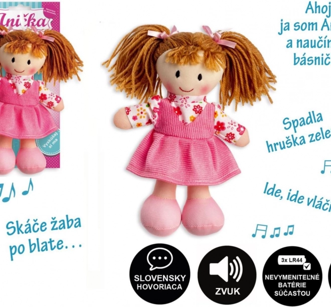 Poupée en peluche Ani0dka 20 cm, parlant slovaque