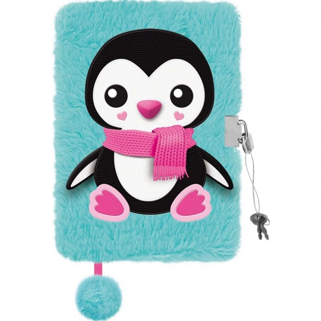 My Little Friend plush diary with lock - penguin design