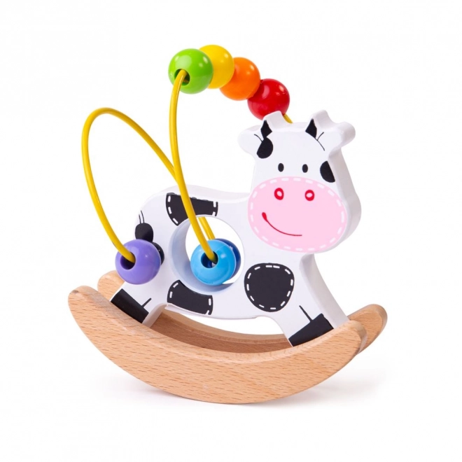 Bigjigs Baby Wooden Cow Rocking Bead Maze