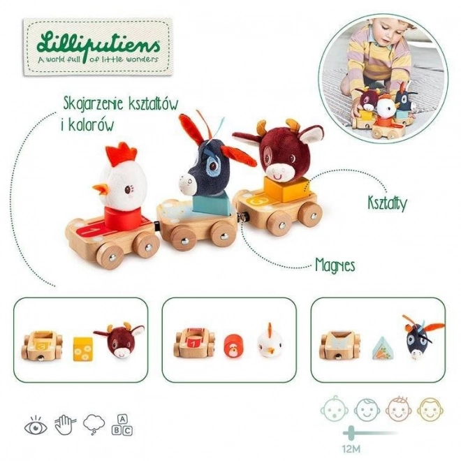 Lilliputiens Wooden Farm Vehicle Set