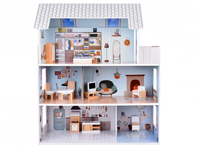 Charming Wooden Dollhouse with Furniture