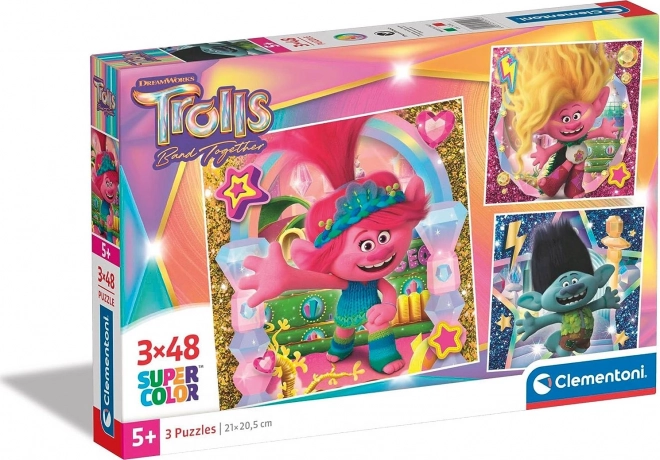 Trolls 3 Clementoni Puzzle Set 3x48 Pieces