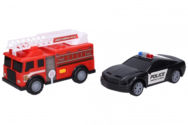 Police and Fire Truck with Light and Sound Effects