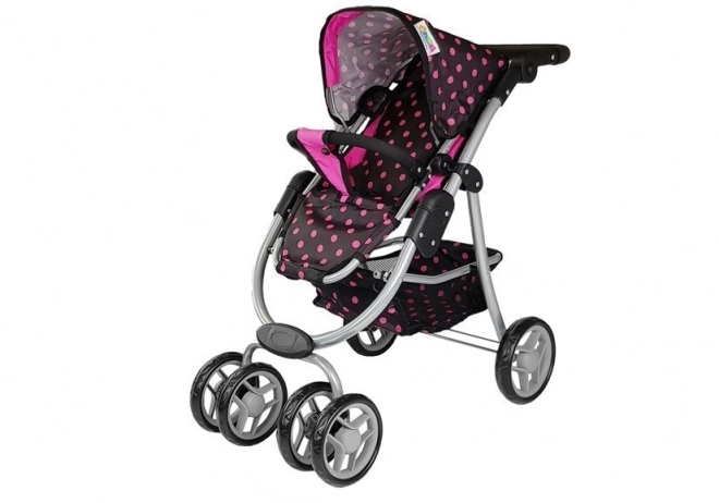 Alice Doll Stroller with Bag 2-in-1 Black and Pink