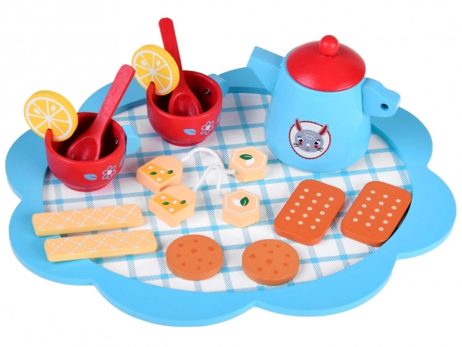 Charming Wooden Tea Set with Cookies