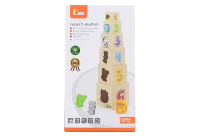 Wooden Stacking Blocks with Animals and Train