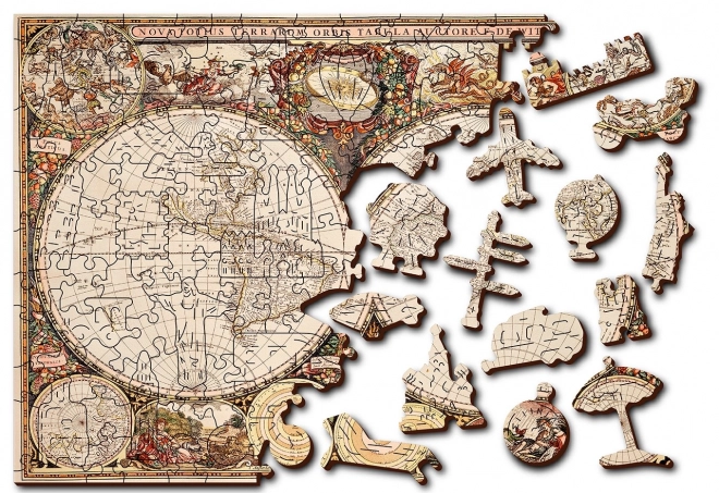 Wooden Antique World Map 2-in-1 Puzzle