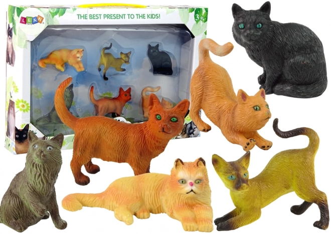 Set of 6 Breed and Domestic Cat Figurines