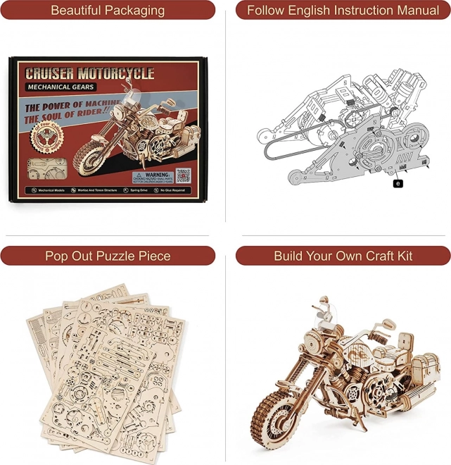 Robotime Rokr 3D Wooden Puzzle Cruiser Motorcycle