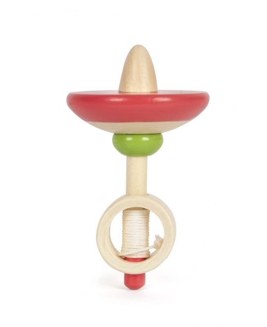 Wooden Spinning Top with Cord