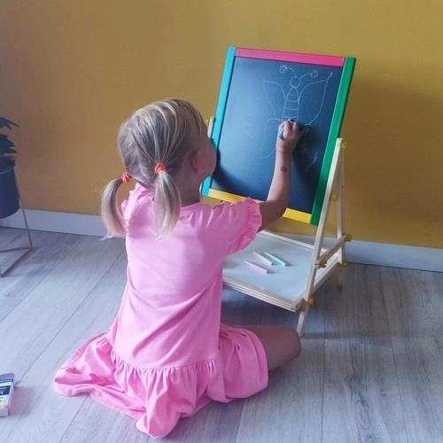 Children's Wooden Double-Sided Rotating Chalkboard and Whiteboard