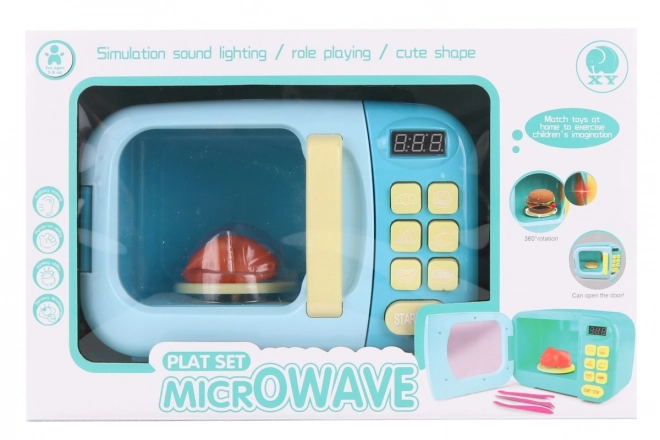 Blue Battery-Powered Microwave Toy