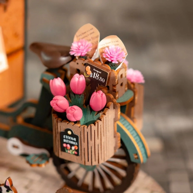 3d wooden puzzle flower cart