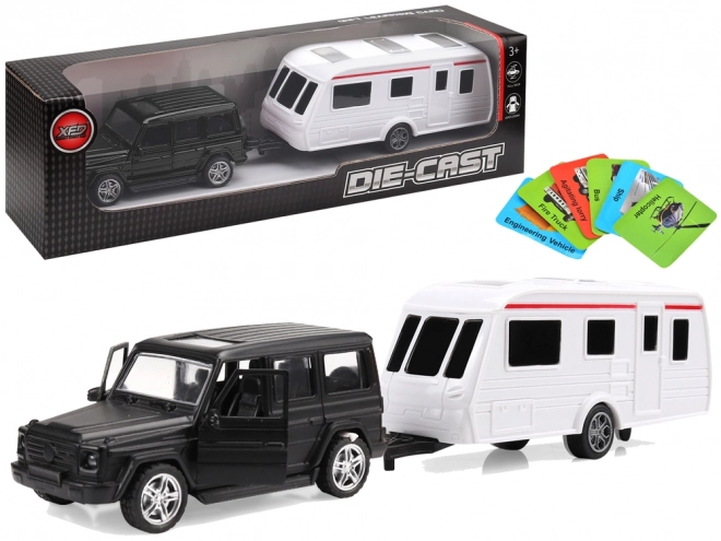 Black Jeep and Camping Trailer Vehicle Set