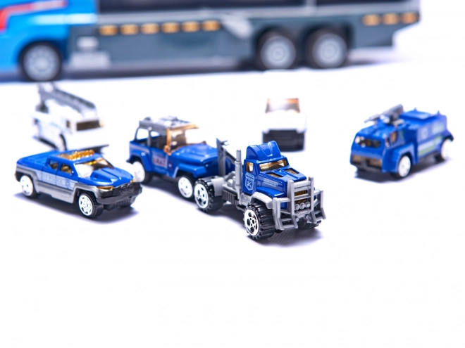 Police Transporter Truck with Metal Cars