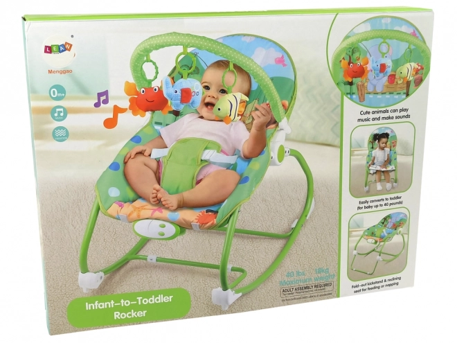 Green Baby Rocker and Bouncer with Sounds and Vibration