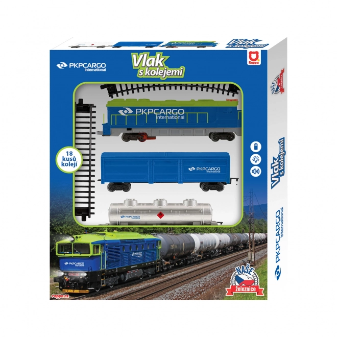 cargo train set with tracks, sound, and light