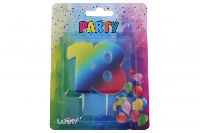 Party Candle Number 18 Rainbow