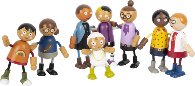 Wooden Flexible Family Dolls with Child