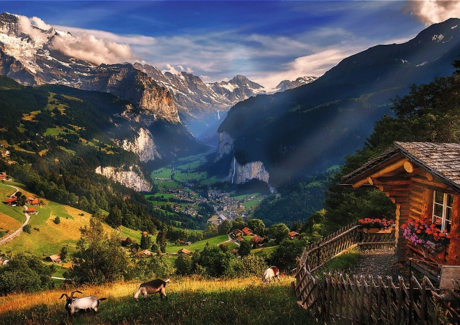 Betagende alpesceneri ved Lauterbrunnen