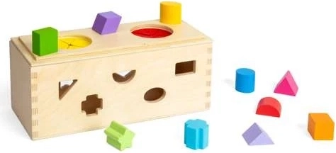Bigjigs Toys Scatola enigmatica in legno per l'inserimento e la classificazione delle forme