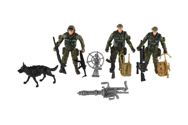 Toy soldiers with dog and accessories set