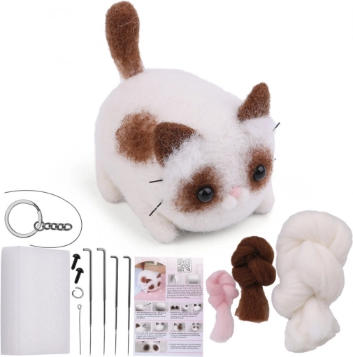 Dry Felting Creative Kit – Brown-and-White Tomcat
