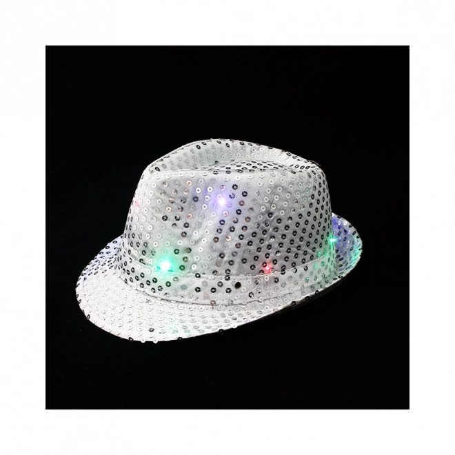 Disco Silver Hat with LED Lights for Adults