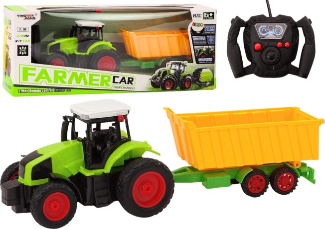 RC traktor s prikolico 1:16, zelen