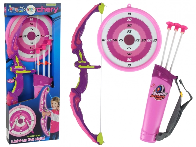 Archery Set with Bow, Target, and Suction Cup Arrows Pink