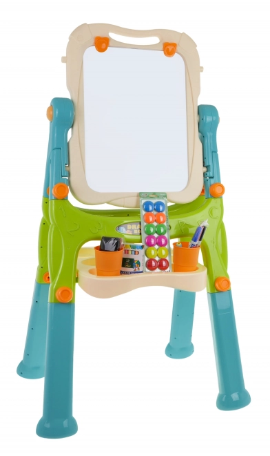 Adjustable Dual-Sided Magnetic and Chalkboard Easel for Kids