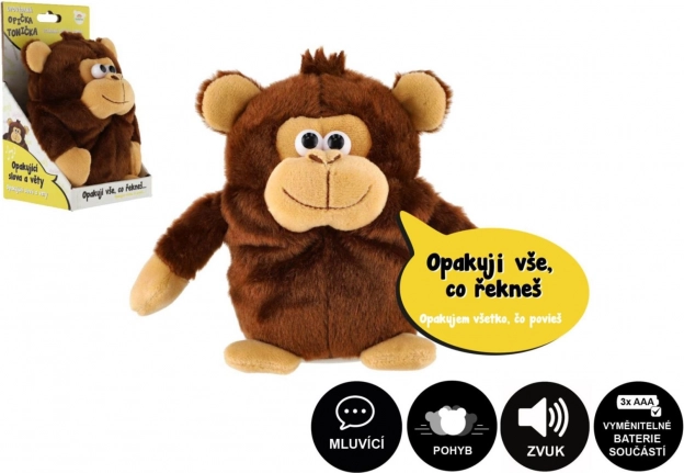 Aapje Tonicka herhaalt zinnen pluche speelgoed 18 cm