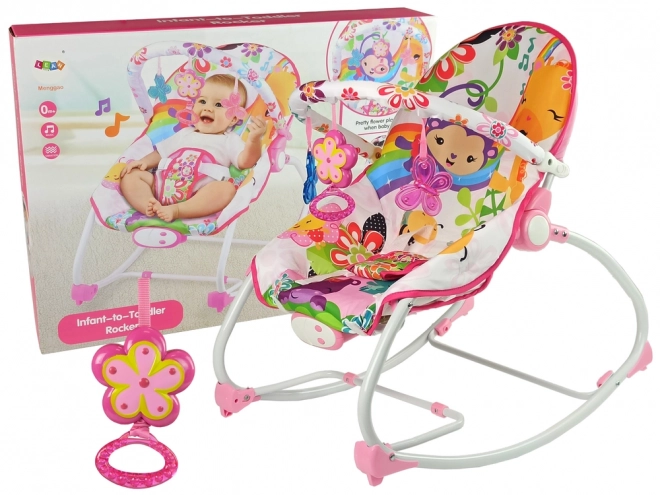 2-in-1 Pink Baby Rocker with Music and Vibration