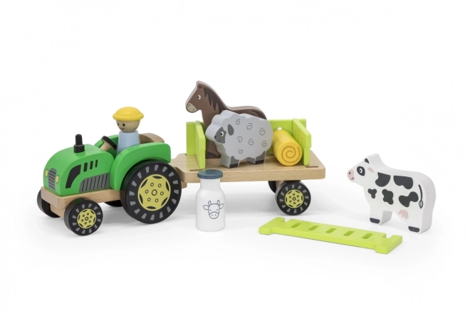 Wooden Tractor with Animals