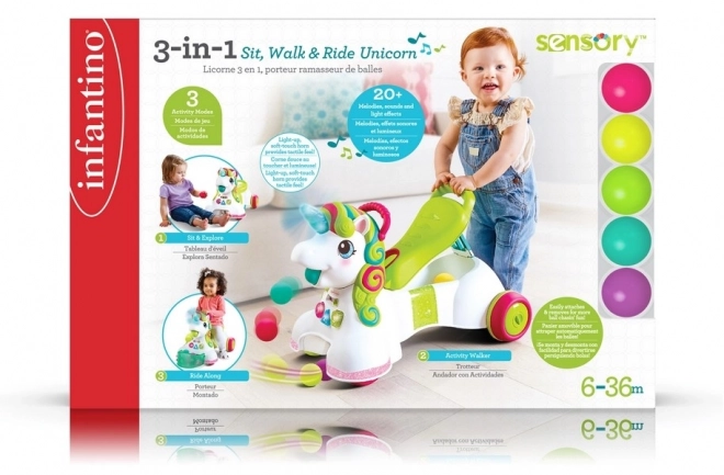 Infantino 3-in-1 Unicorn Walker & Ride-on Toy