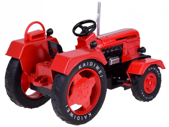 Red Metal Tractor with Trailer 1:18