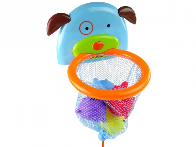 Bath Toy Mini Basketball Dog with Rubber Fish