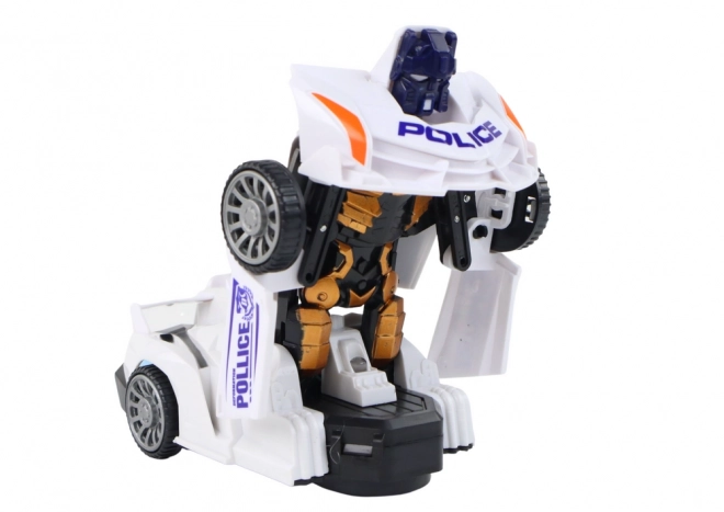 2-in-1 Police Car Robot White Transformation Toy