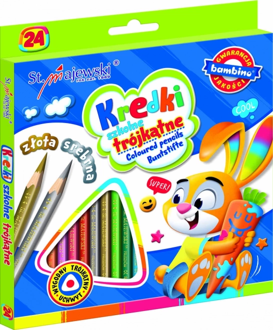 Triangular School Colored Pencils Set - 24 Colors