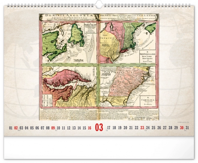 Wall calendar old maps 2025