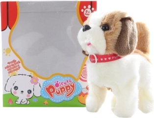 Chien en peluche qui marche et aboie, à piles