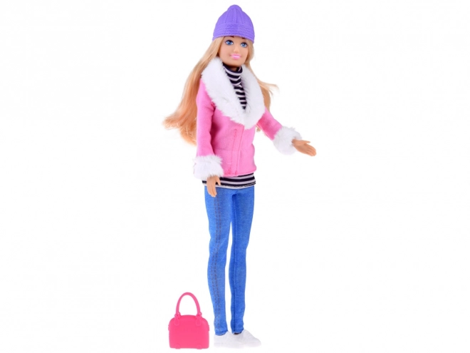 Elegant Winter Doll with Bag