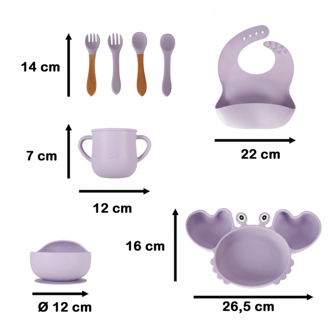 Silicone Dinnerware Set For Infants And Toddlers - Purple