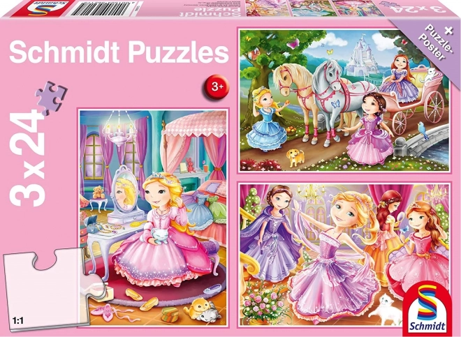 Schmidt Puzzle Fairy Tale Princesses 3x24 Pieces