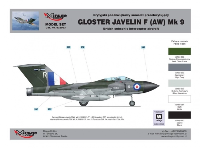 Gloster Javelin F AW Mk 9 British Subsonic Interceptor Model Kit