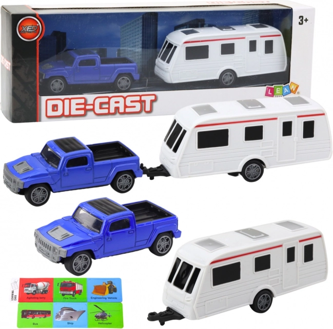 Ensemble Voiture avec Caravane Bleue